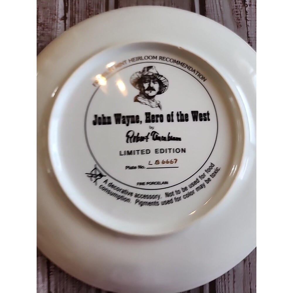 John Wayne Hero of the West Plate Robert Tannenbaum Franklin Mint Limited Ed - Picture 3 of 3